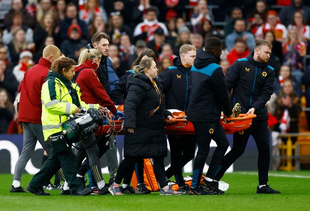 <p>Frida Maanum was stretchered off the Molineux pitch </p>