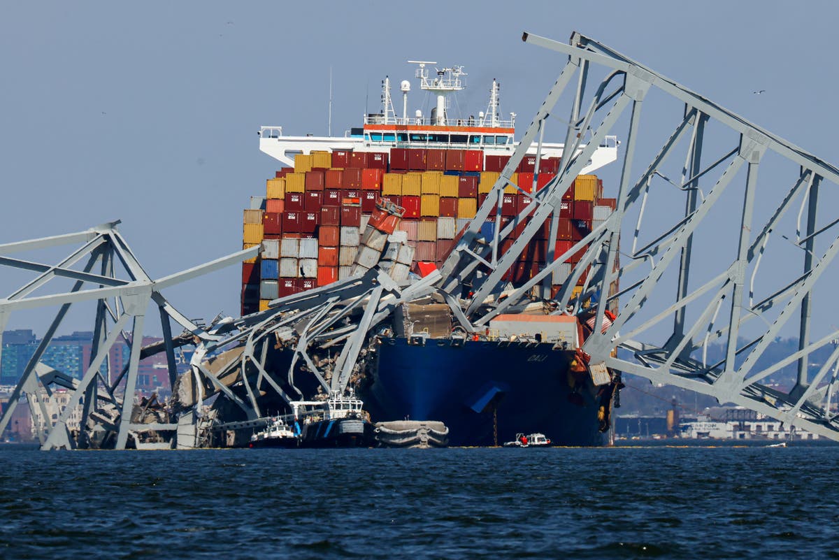 Crews at Baltimore bridge collapse continue meticulous work of removing twisted steel and concrete