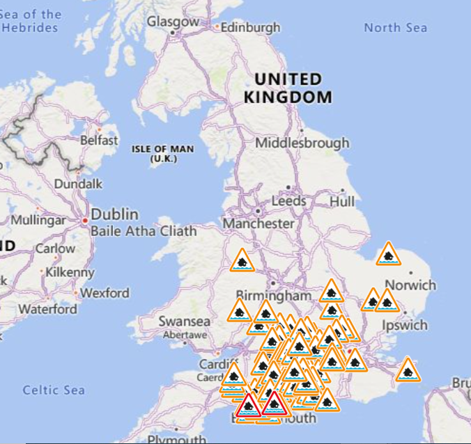 Flood warnings and alerts across the country on Easter Monday