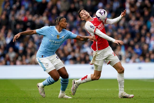 Manchester City’s Manuel Akanji was frustrated after the draw with Arsenal (Martin Rickett/PA)