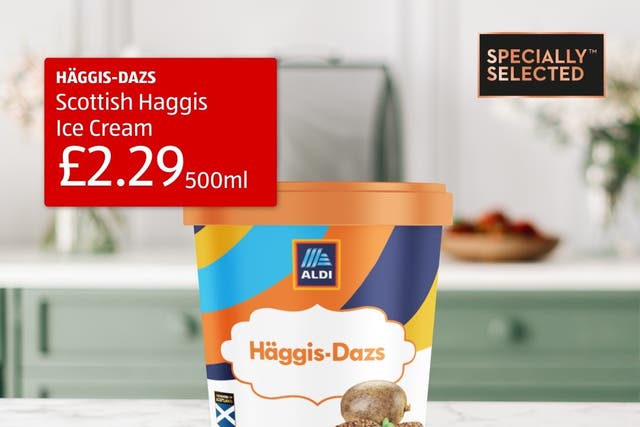 <p>Aldi's unveils haggis ice cream</p>