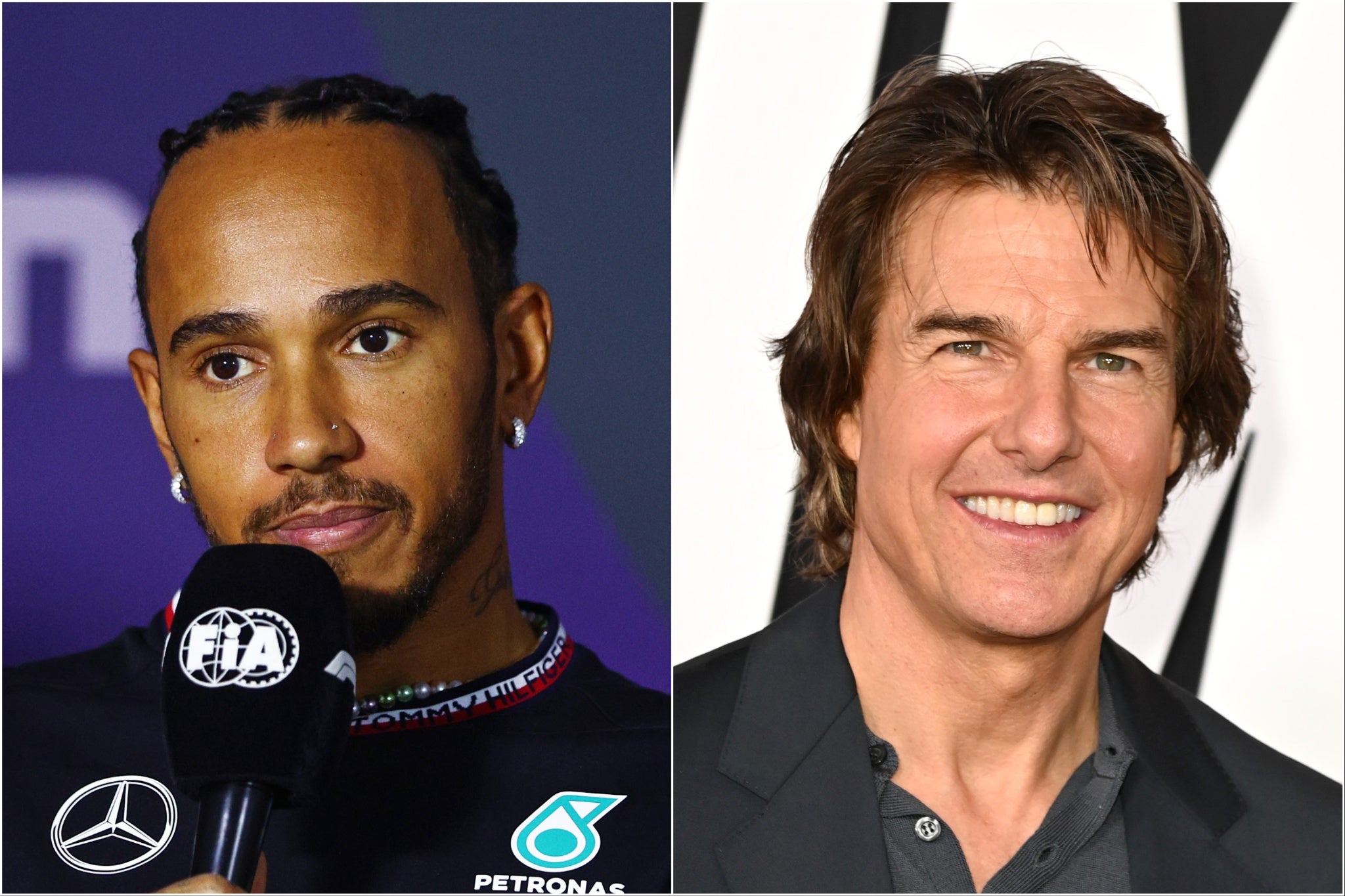 Lewis Hamilton (left) and Tom Cruise