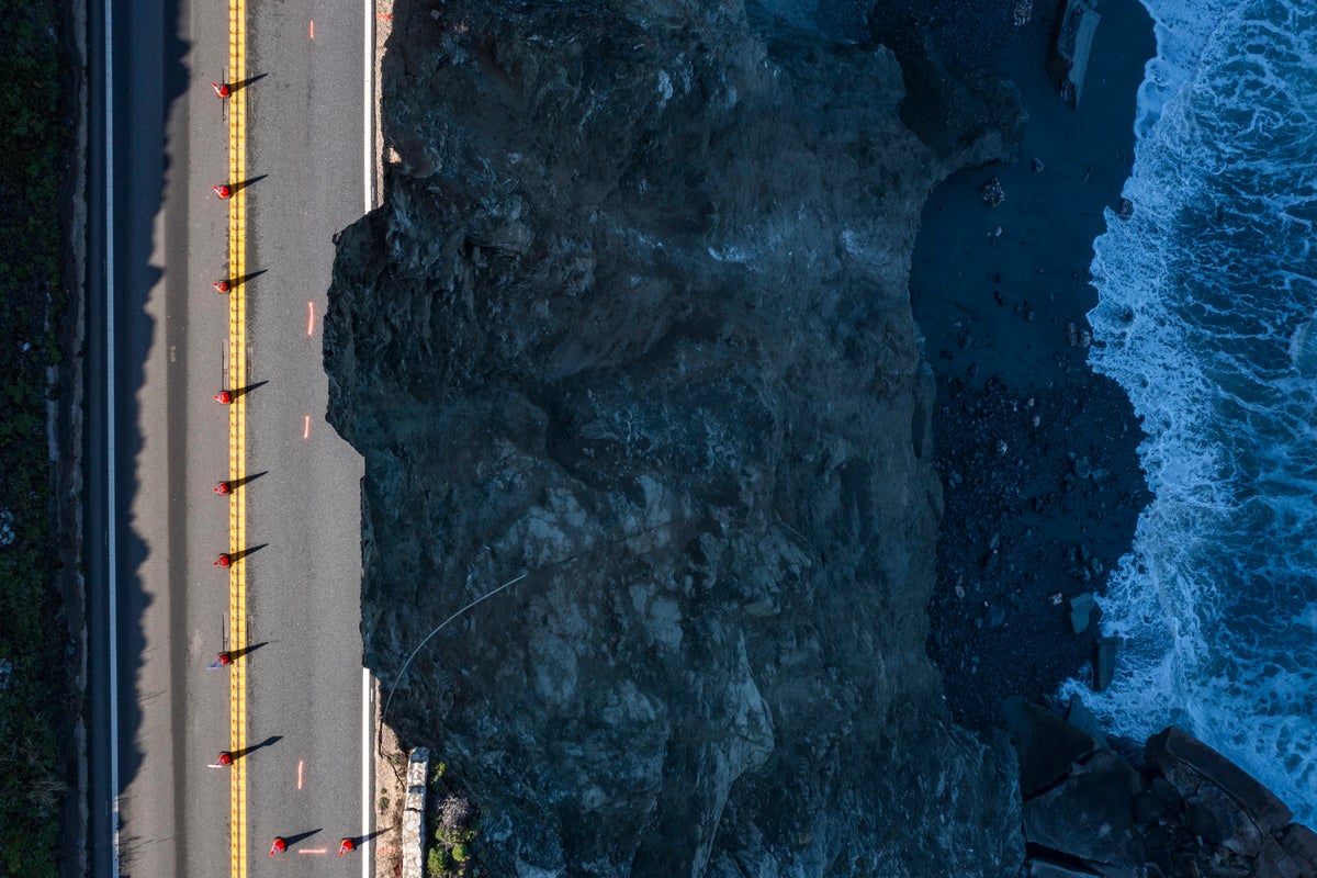 Part of iconic California highway collapses into sea following heavy rains
