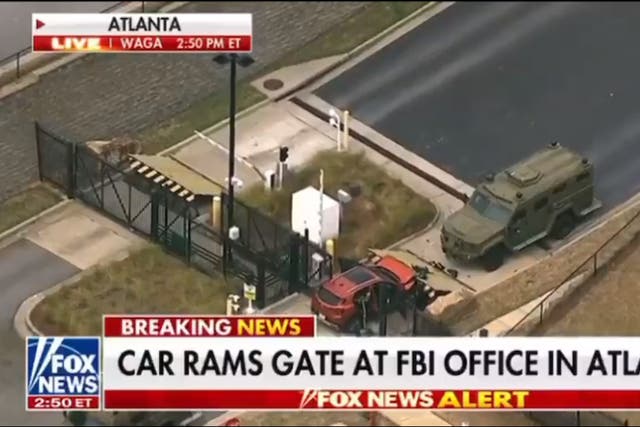 <p>A car rammed into a barrier at the FBI’s Atlanta Field Office on 1 April 2024</p>