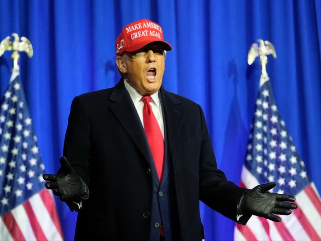 <p>Donald Trump attends a campaign rally in Waterford, Michigan, on 17 February</p>