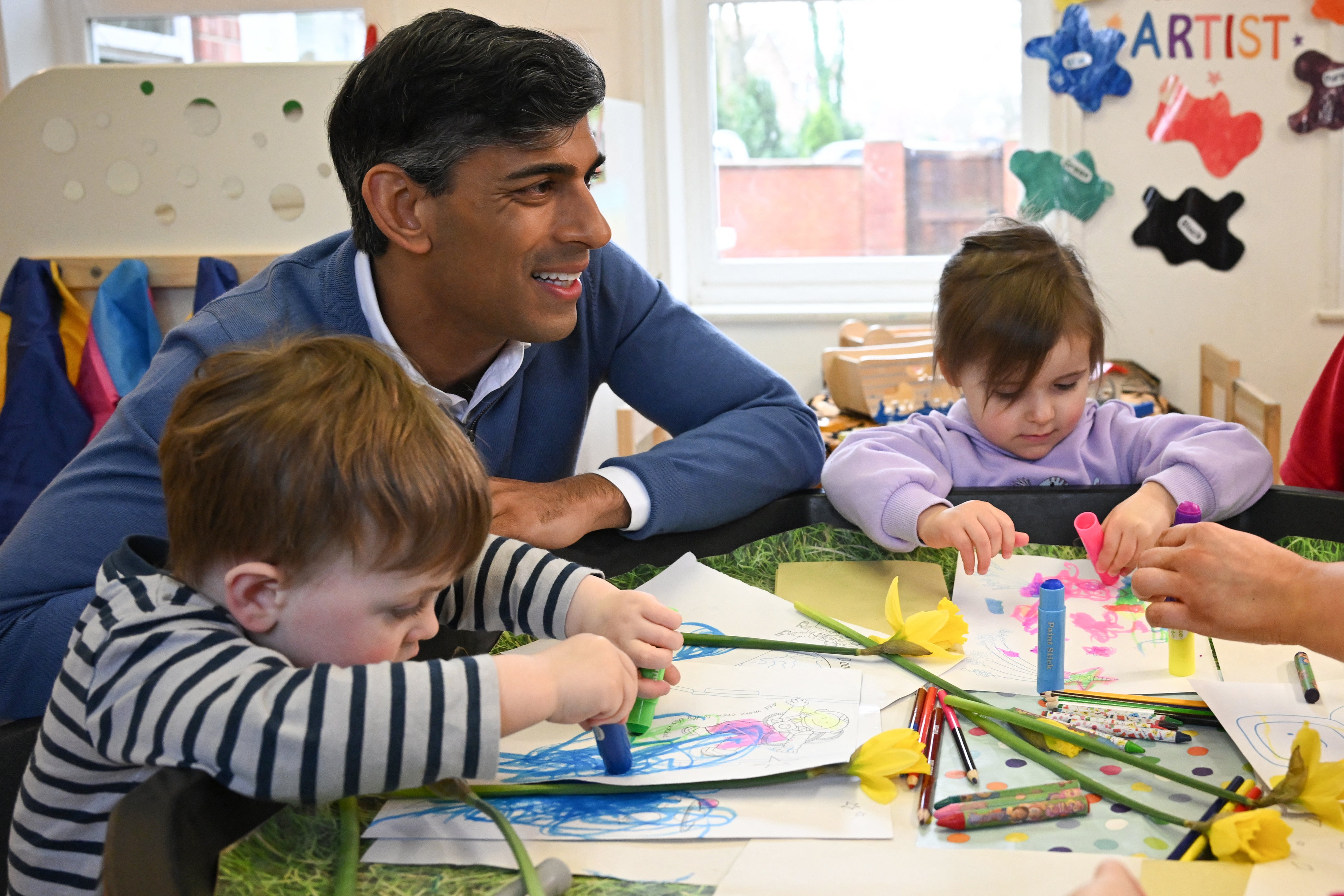 Rishi Sunak on a visit to a nursery in Hartlepool