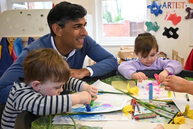 <p>Rishi Sunak on a visit to a nursery in Hartlepool</p>