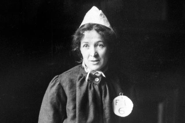 <p>Suffragette Emmeline Pankhurst pictured in prison around  1910 for a conspiracy charge </p>