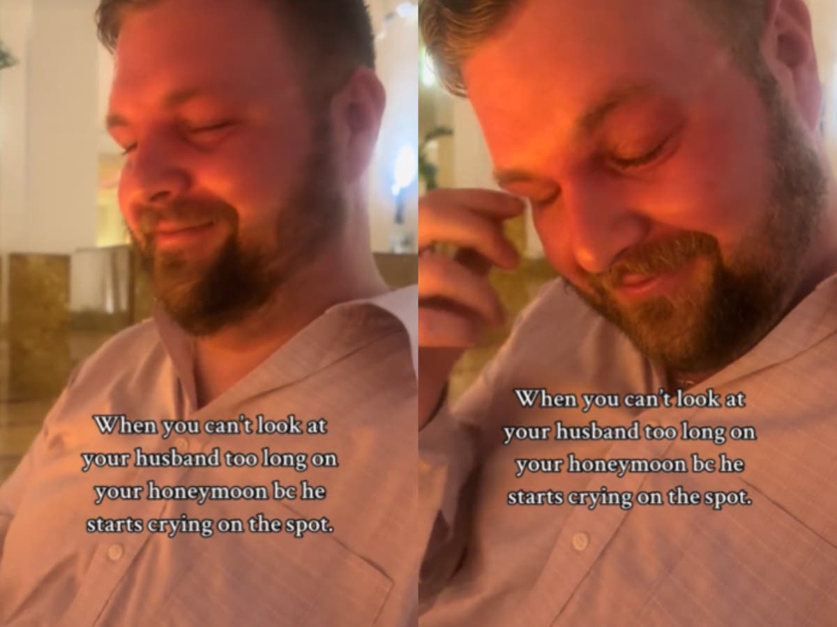 Newlywed captures husband crying each time he looks at her on honeymoon Newlywed captures husband crying each time he looks at her on honeymoon