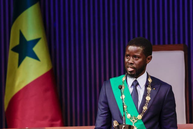 <p>Senegal’s new president Bassirou Diomaye Faye after taking the oath of office in Dakar</p>
