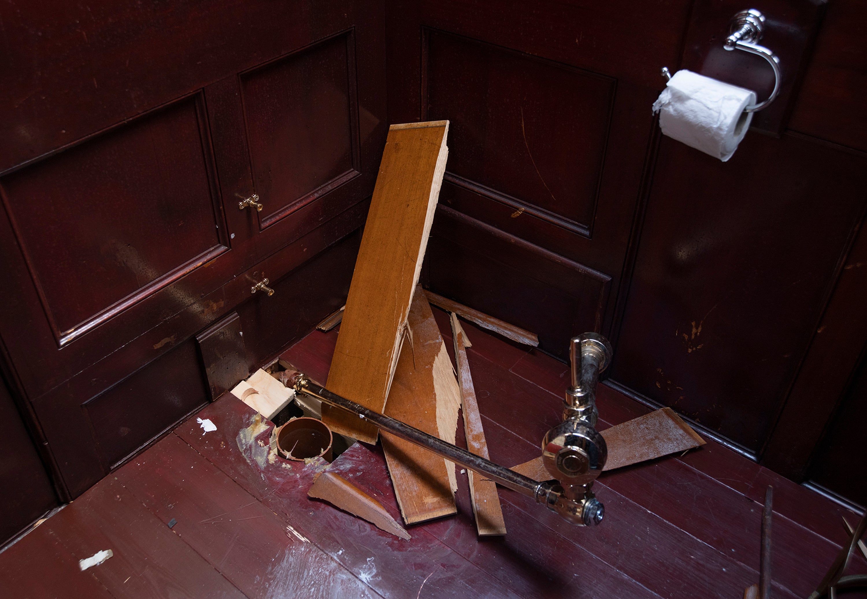 Damage after the toilet was taken