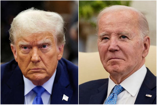 <p>Donald Trump and Joe Biden are their respective parties’ presumed nominees for the 2024 presidential election </p>