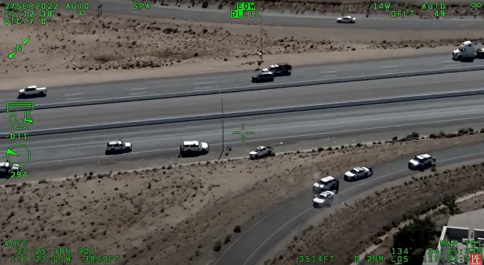 The new footage shows the suspect vehicle getting stuck on a verge