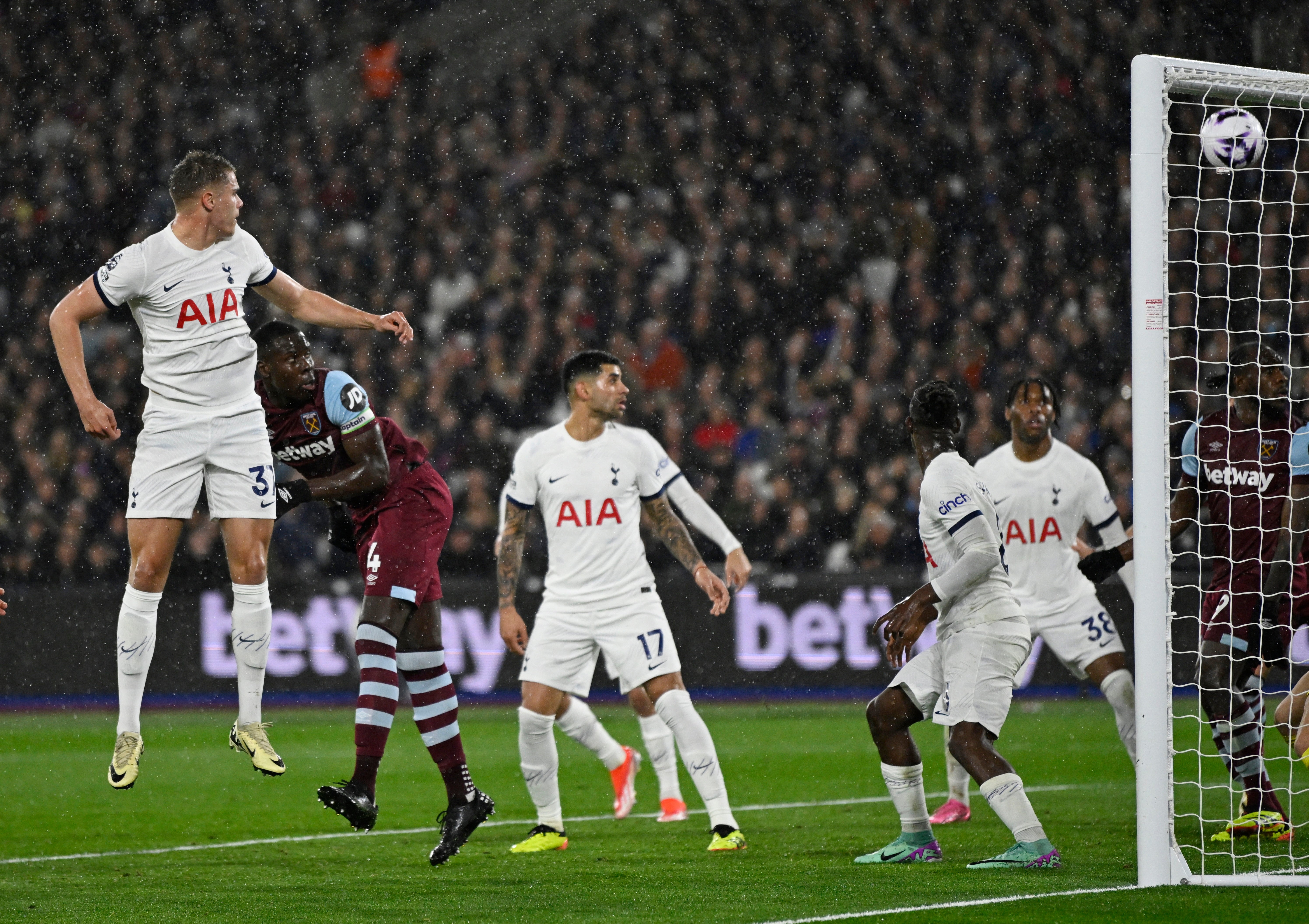 Zouma scored from a corner to peg back Tottenham