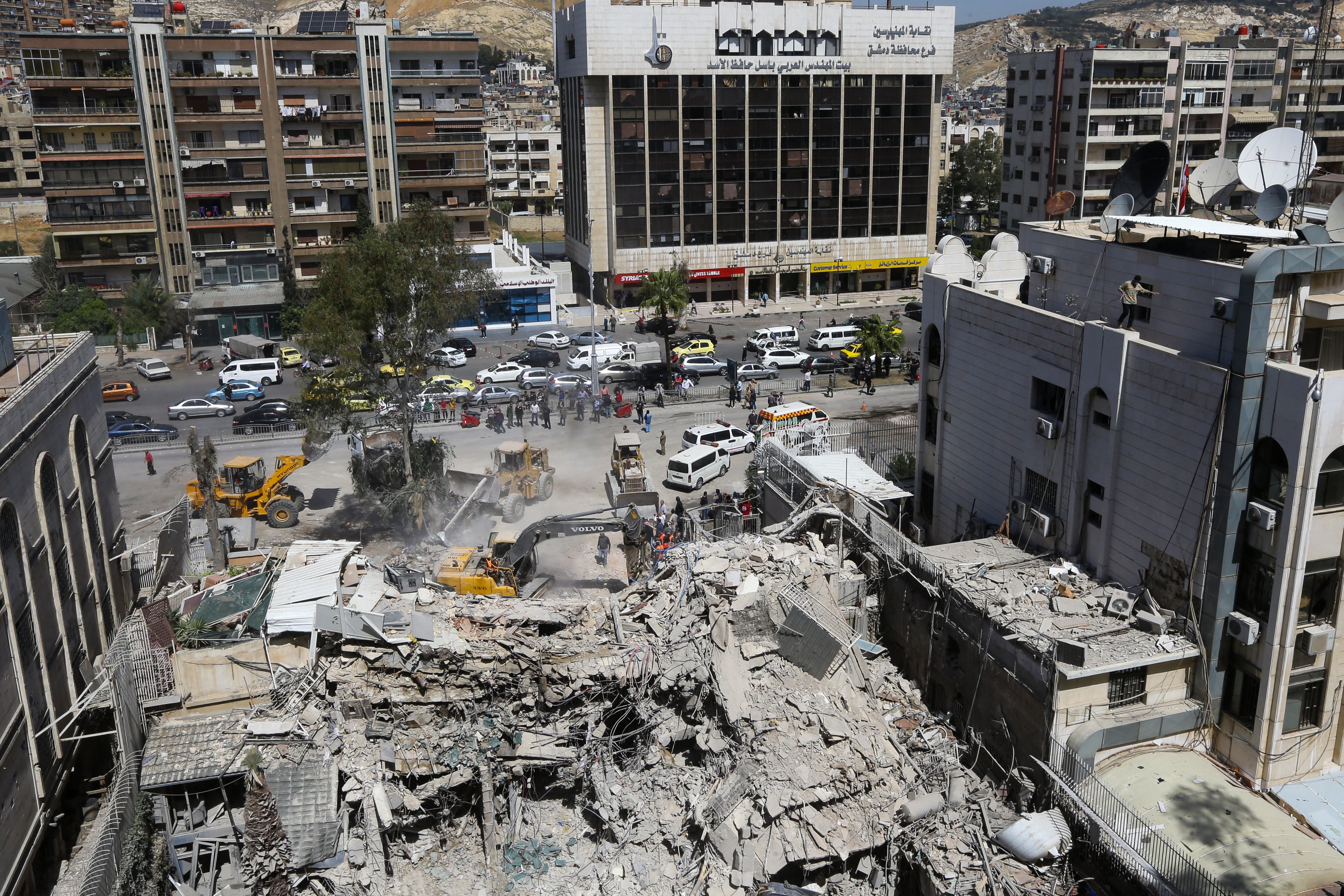A building used by the Iranian embassy in Damascus, destroyed by an airstrike blamed on Israel