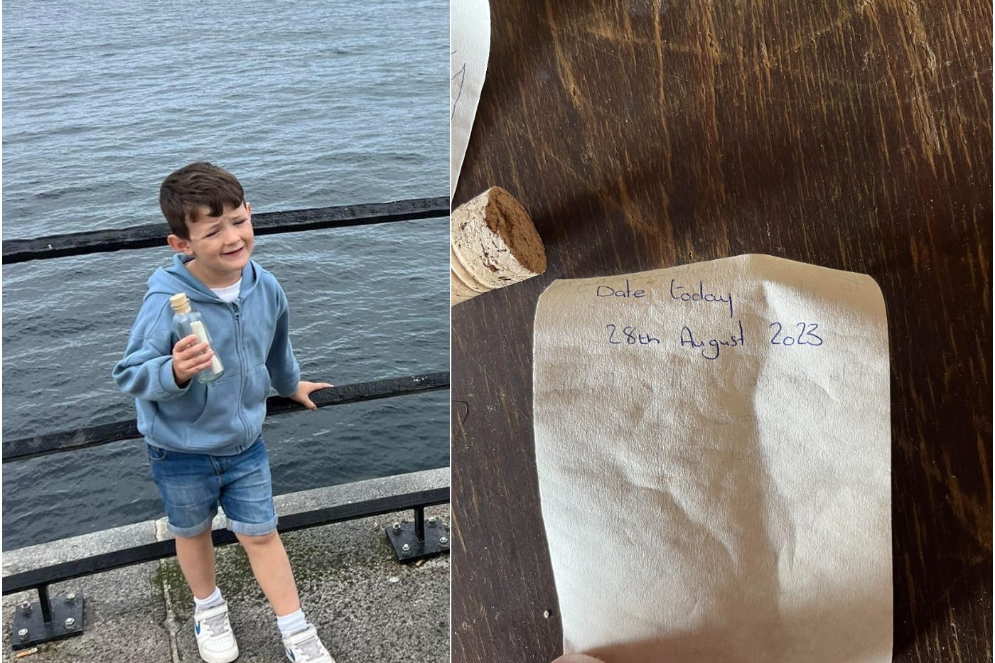 Harry Liddle’s message in a bottle was found by someone in Denmark (Christie Bowley/Frederik Bilgrav Schramm/PA)