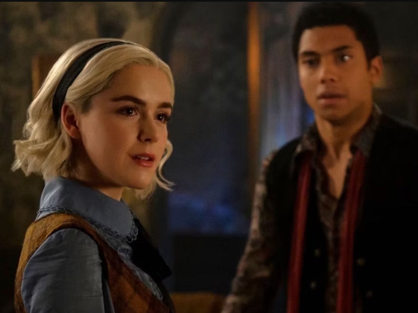 Kiernan Shipka and Chance Perdomo in ‘Chilling Adventures of Sabrina’