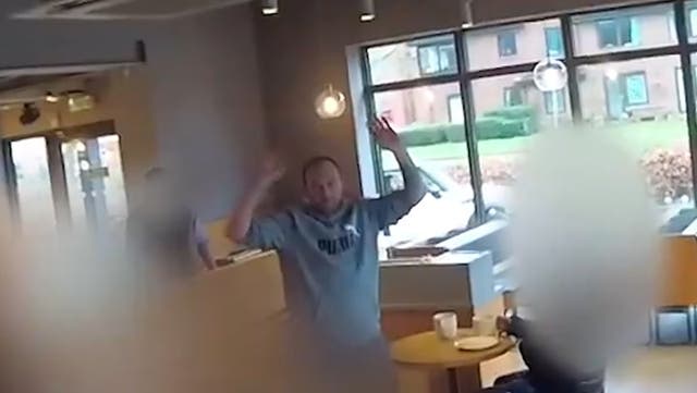 <p>Armed police storm Starbucks to arrest knife man drinking coffee.</p>