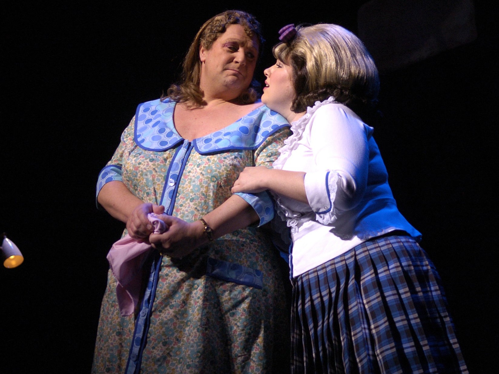 Michael Ball (left) as Edna Turnblad with Leanne Jones (Tracy) in ‘Hairspray’, 2007