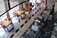 Moment deadly Taiwan earthquake hits captured on restaurant CCTV