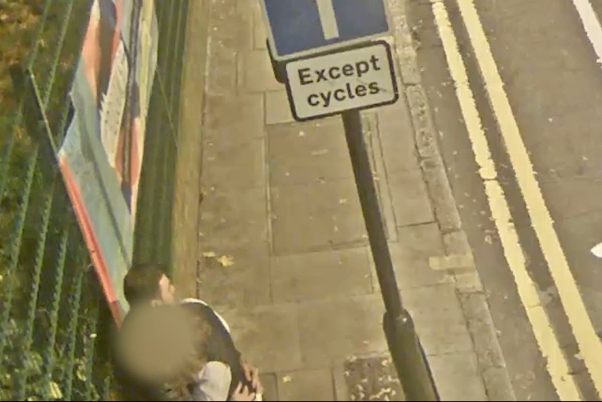 Serial rape suspect caught on CCTV grappling with woman outside school