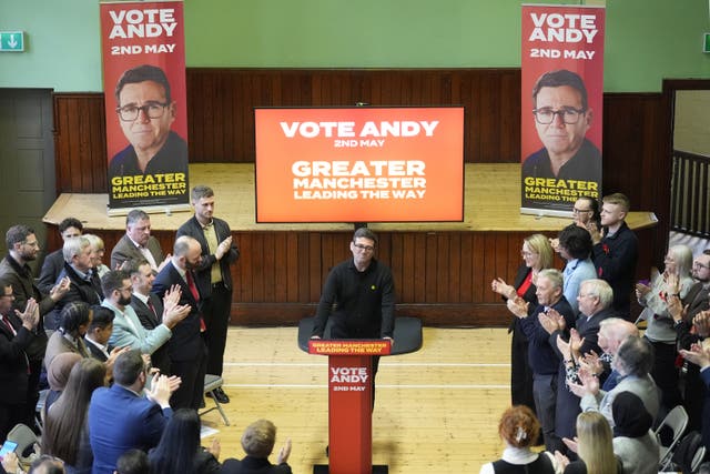 Andy Burnham speaking during the launch of his campaign for re-election as mayor of the Greater Manchester Combined Authority, at the Salford Lads Club (Danny Lawson/PA)