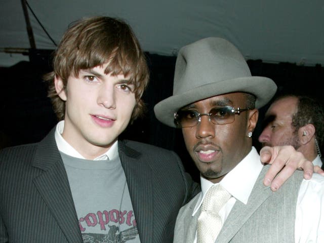 <p>Actor Ashton Kutcher and rapper Sean “P Diddy” Combs in 2003</p>