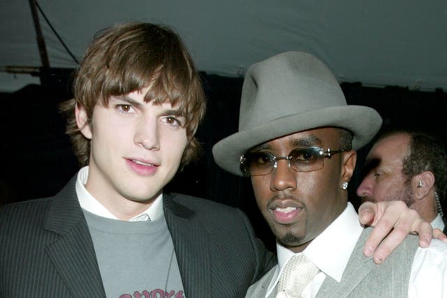 <p>Actor Ashton Kutcher and rapper Sean “P Diddy” Combs in 2003</p>