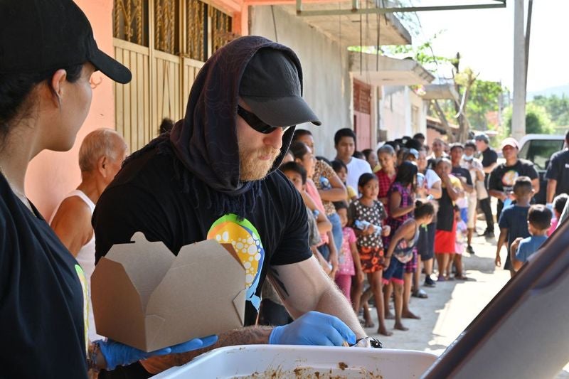 Jacob Flickinger helping people in Acapulco, Mexico get food