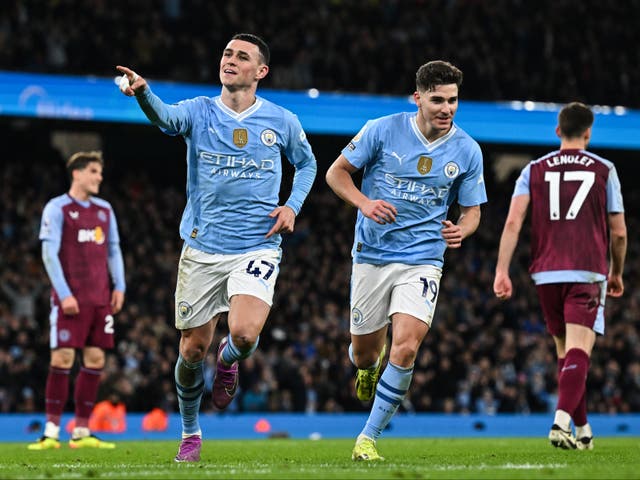 <p>Phil Foden’s hat-trick earned Man City a crucial win over Aston Villa</p>
