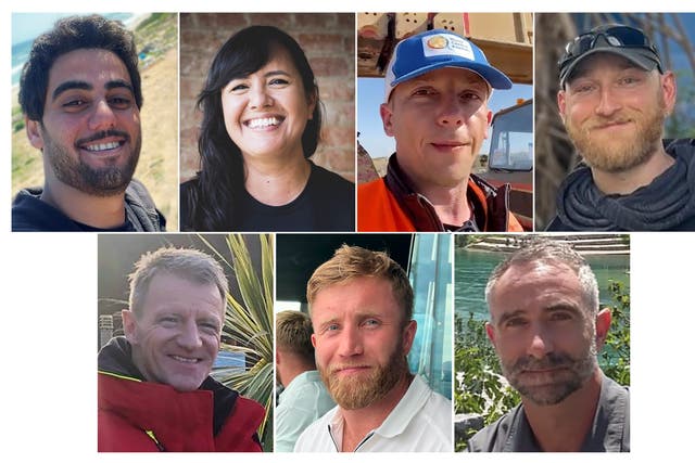 <p>This combination of photos provided by World Central Kitchen/WCK.org, shows seven aid workers who were killed in Gaza Monday, April 1, 2024</p>