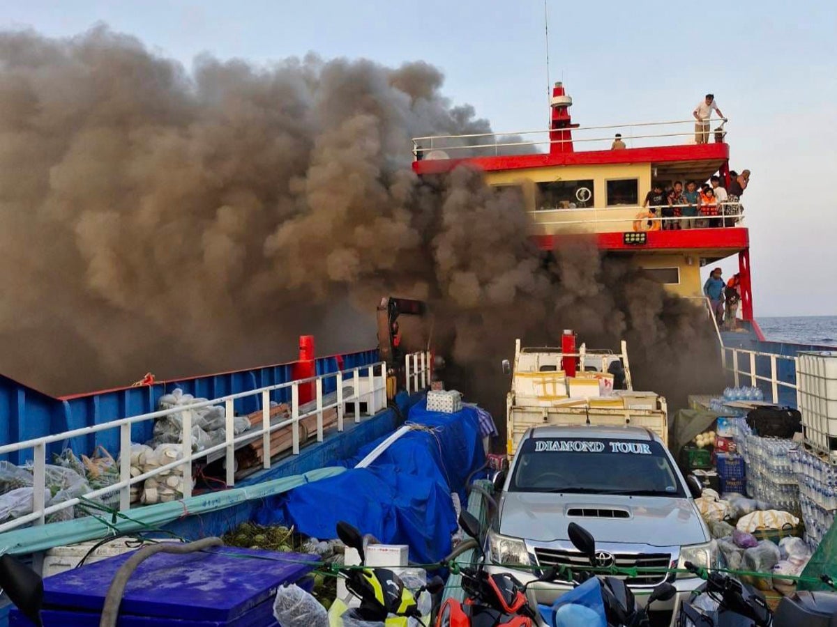 Thailand ferry passengers jump into sea to escape raging fire on board