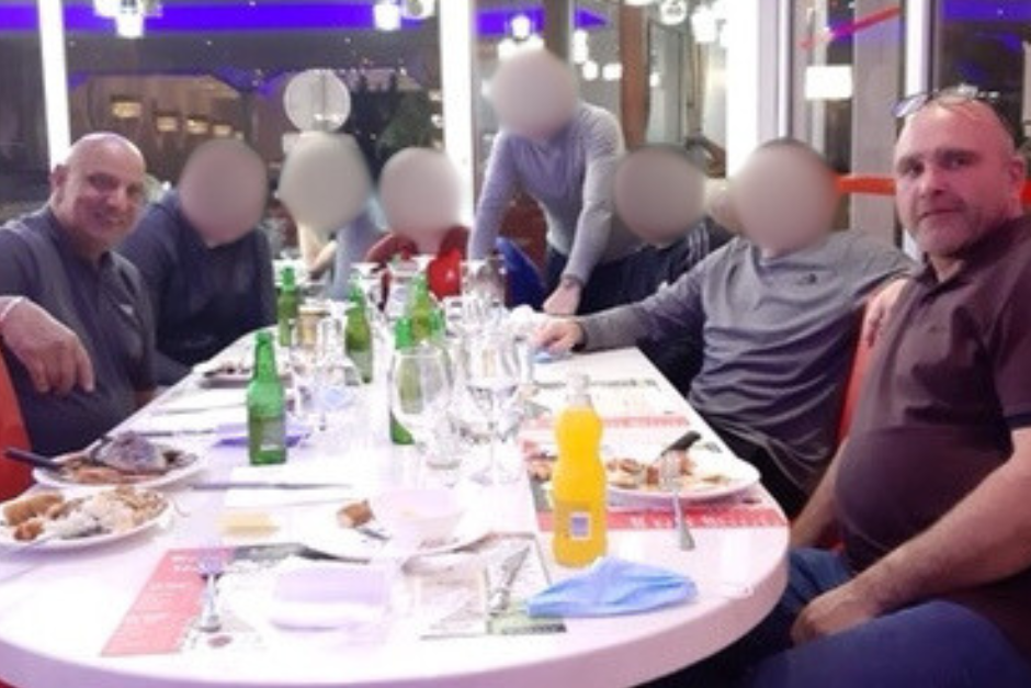 Phillip Harris Ali, left, and Stephen Brown pictured at dinner together after a dog fight (RSPCA/PA)