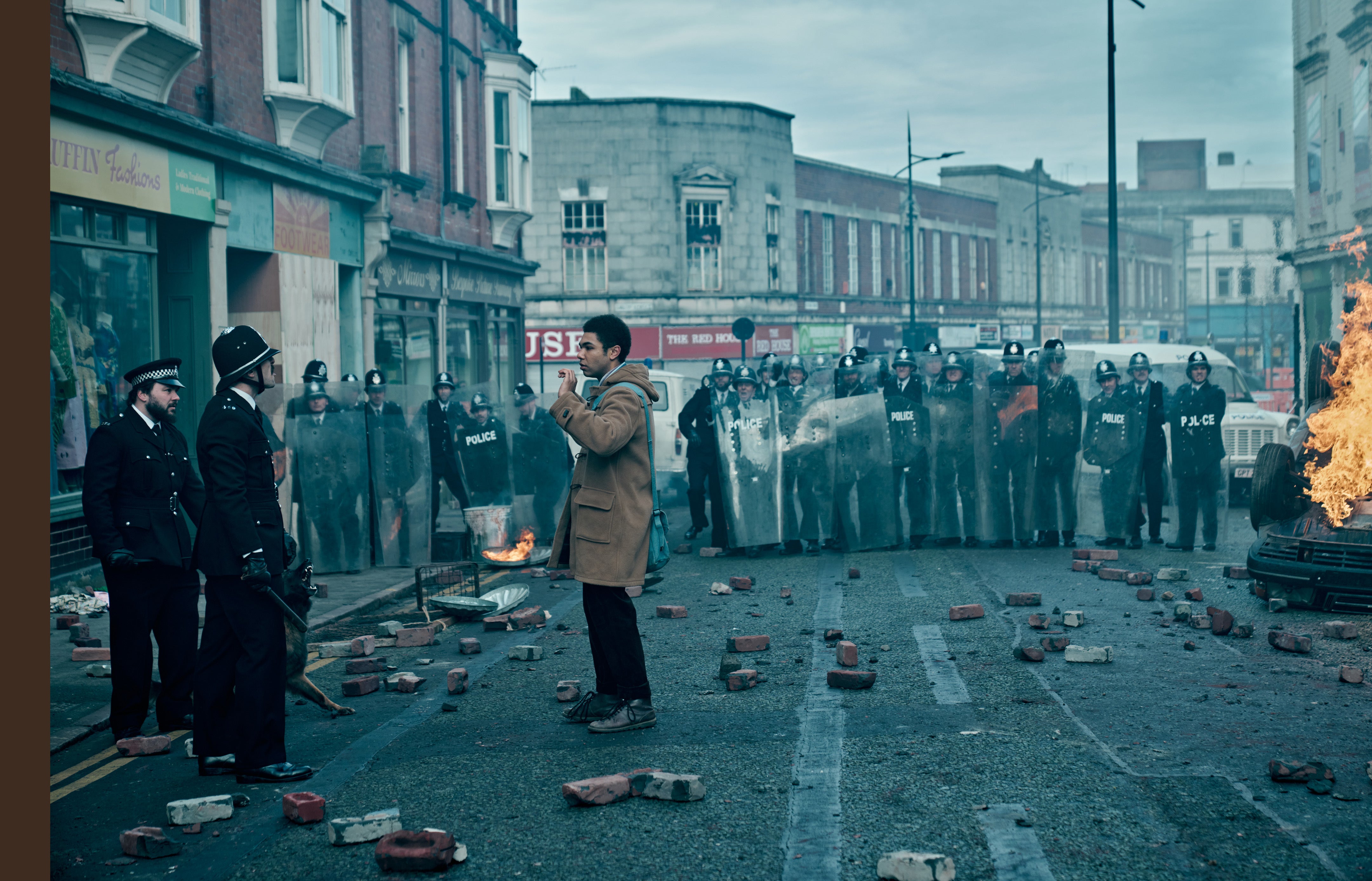 Several riot scenes were filmed in Stoke-on-Trent