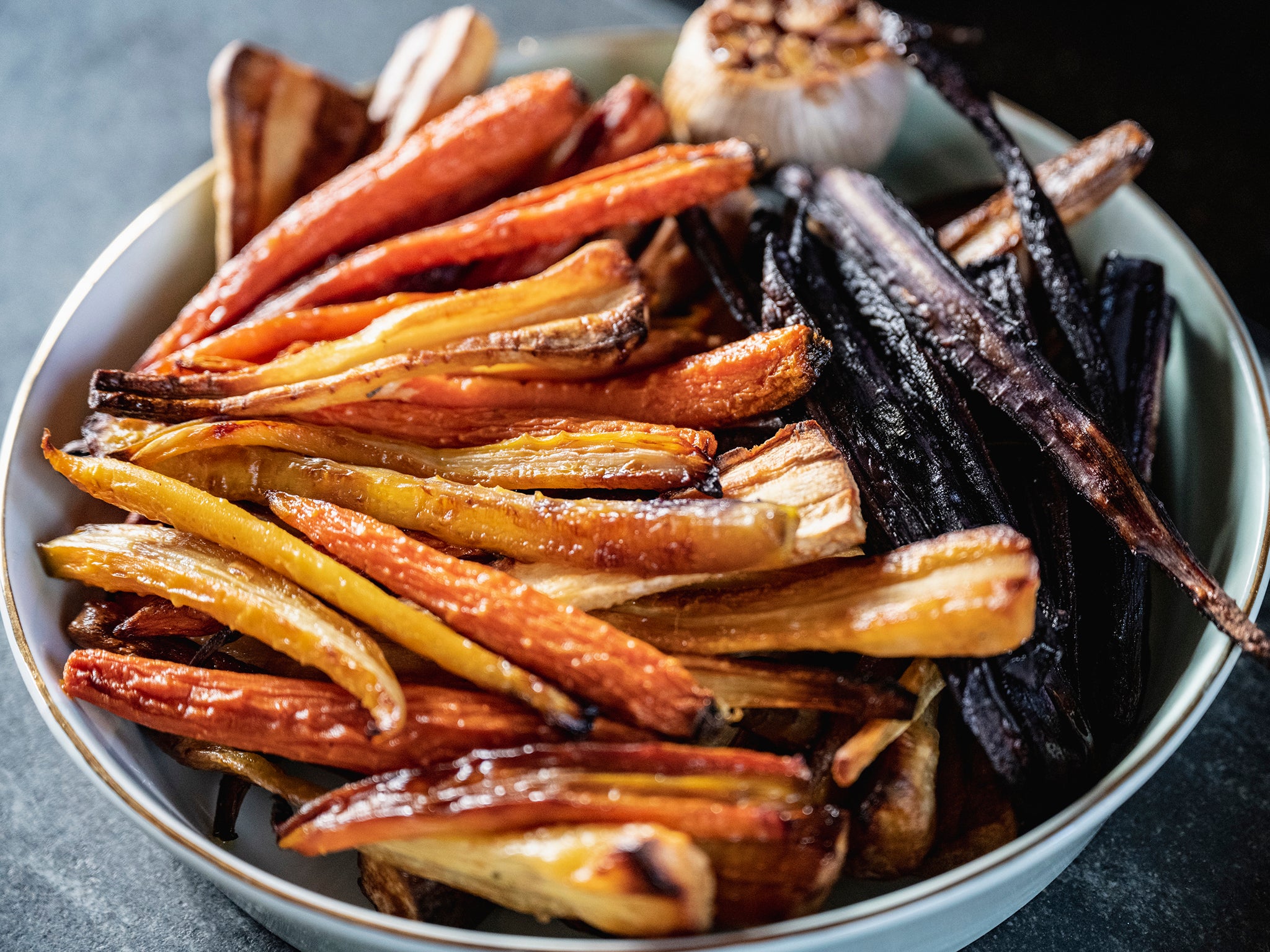 Delicious root vegetables, roasted to bring out their natural flavours