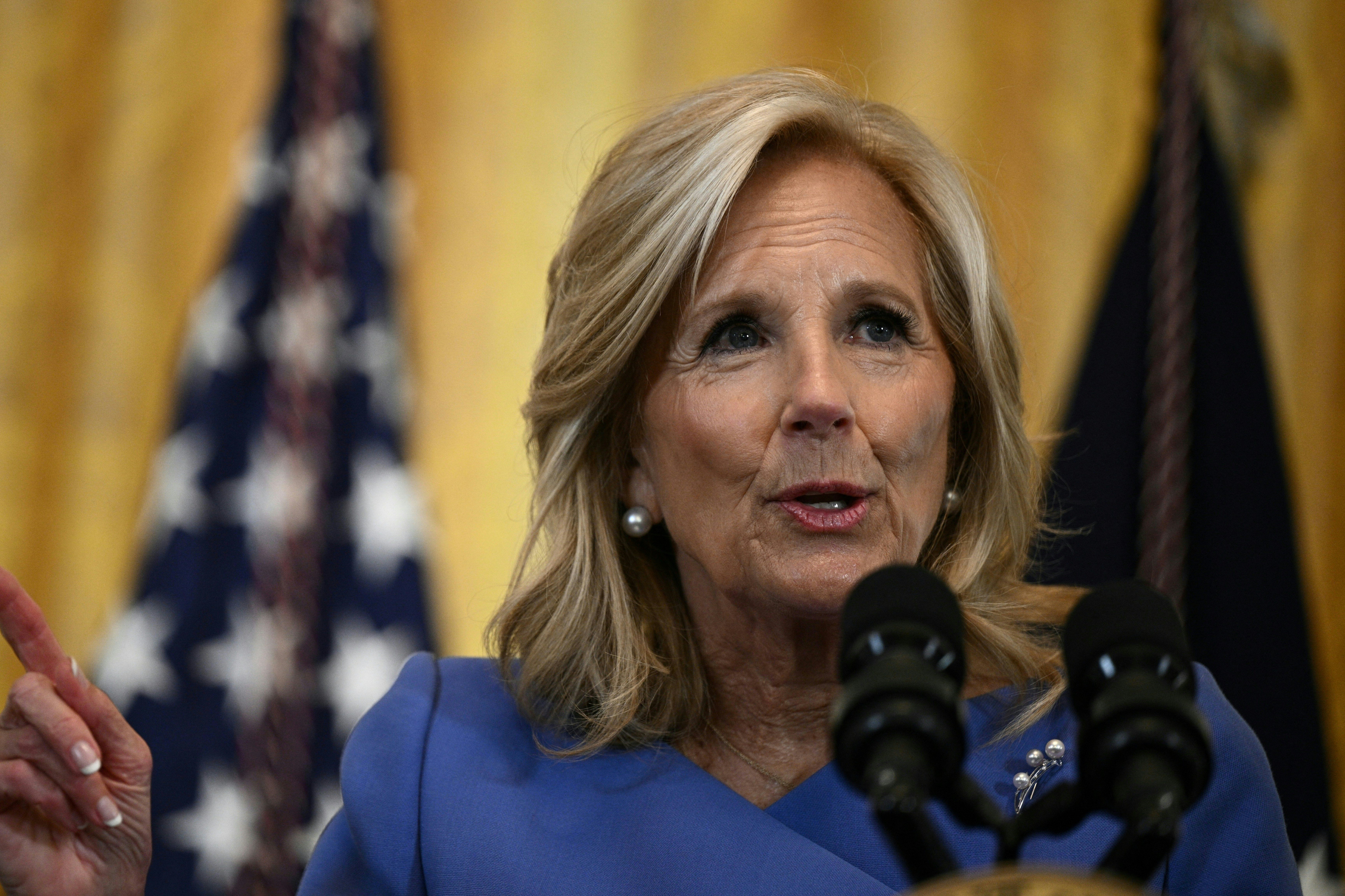 Jill Biden speaks during a reception honouring Women’s History Month on 18 March 2024