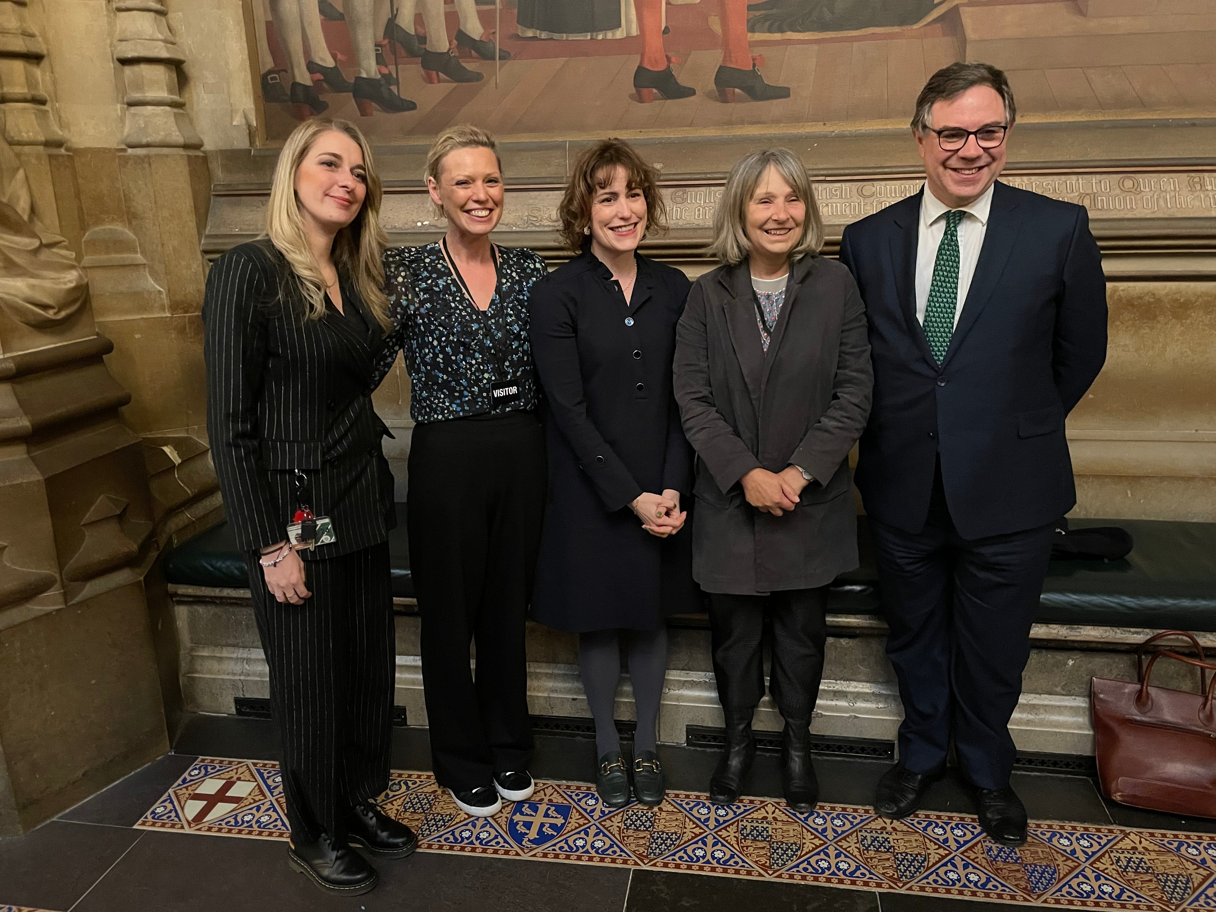 Dr Susan Michaelis (centre right) with health secretary Victoria Atkins (centre) Katy Swinburne (centre left) and Dehenna Davison MP (left) and and Sir Jeremy Quin MP (right)