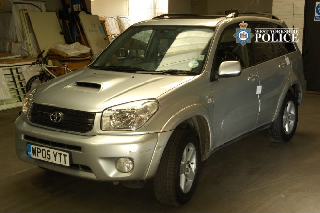 Image of the Toyota Rav 4 connected to the robbery of the Universal Express travel agents in Bradford