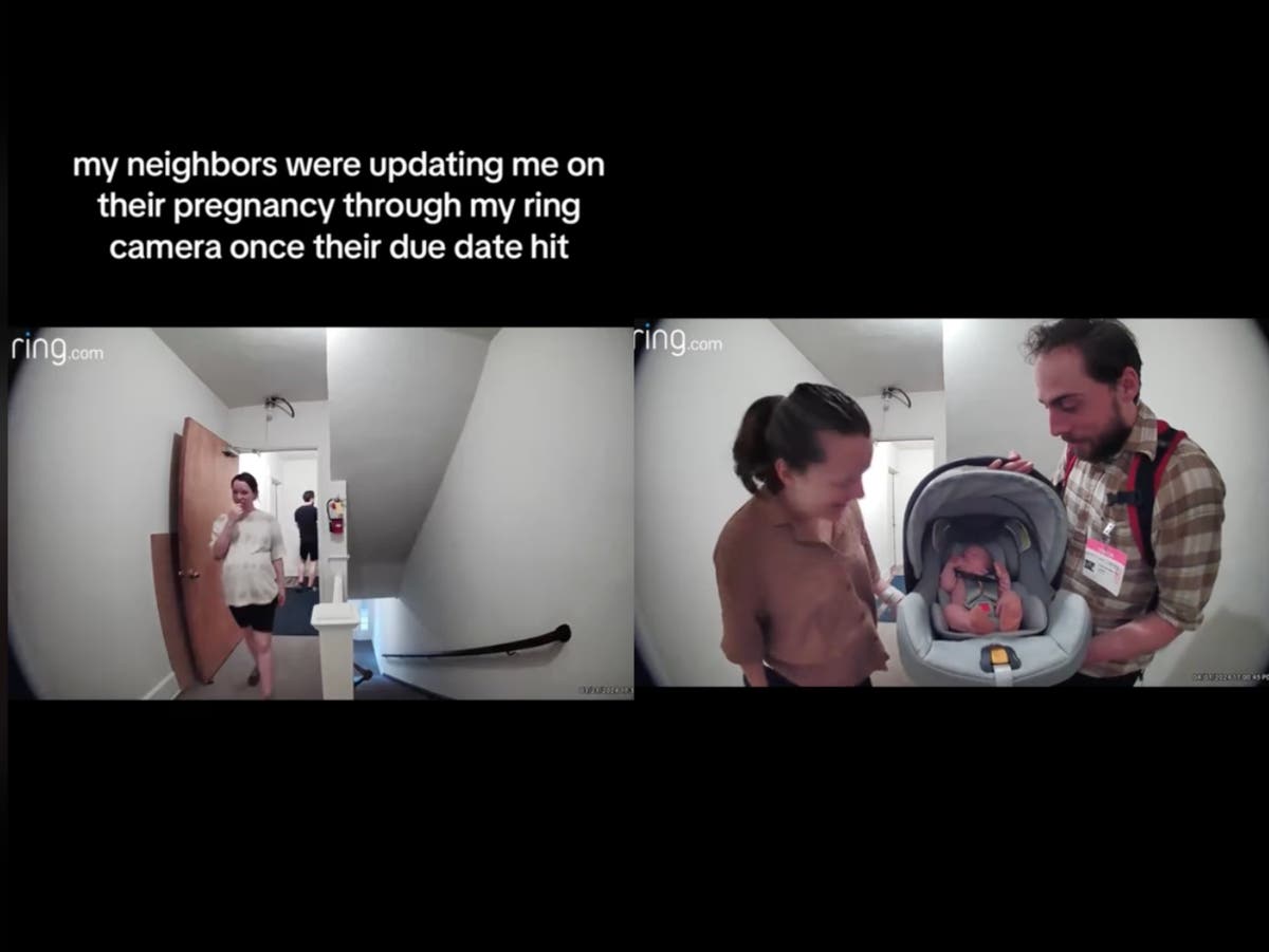 Couple sweetly documents their pregnancy to neighbour through Ring camera