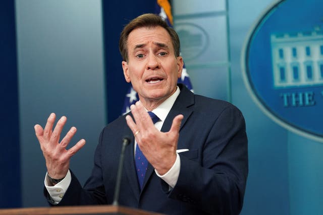 <p>US National Security Council spokesman John Kirby speaks at a press briefing </p>