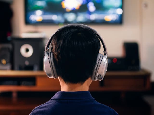 <p>Young boy playing video games </p>