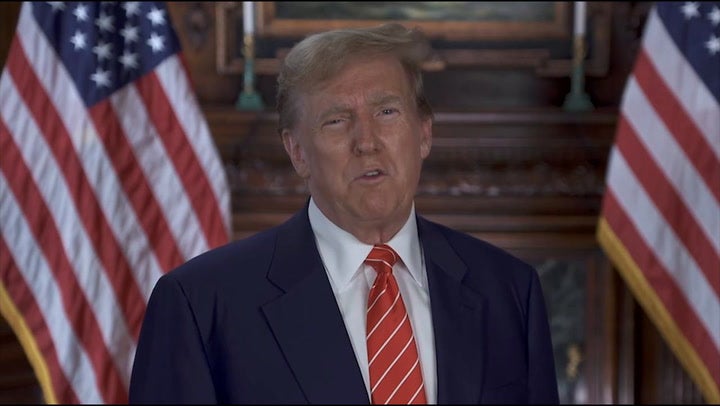 <p>Donald Trump makes surprise appearance at Nigel Farage’s 60th birthday party.</p>