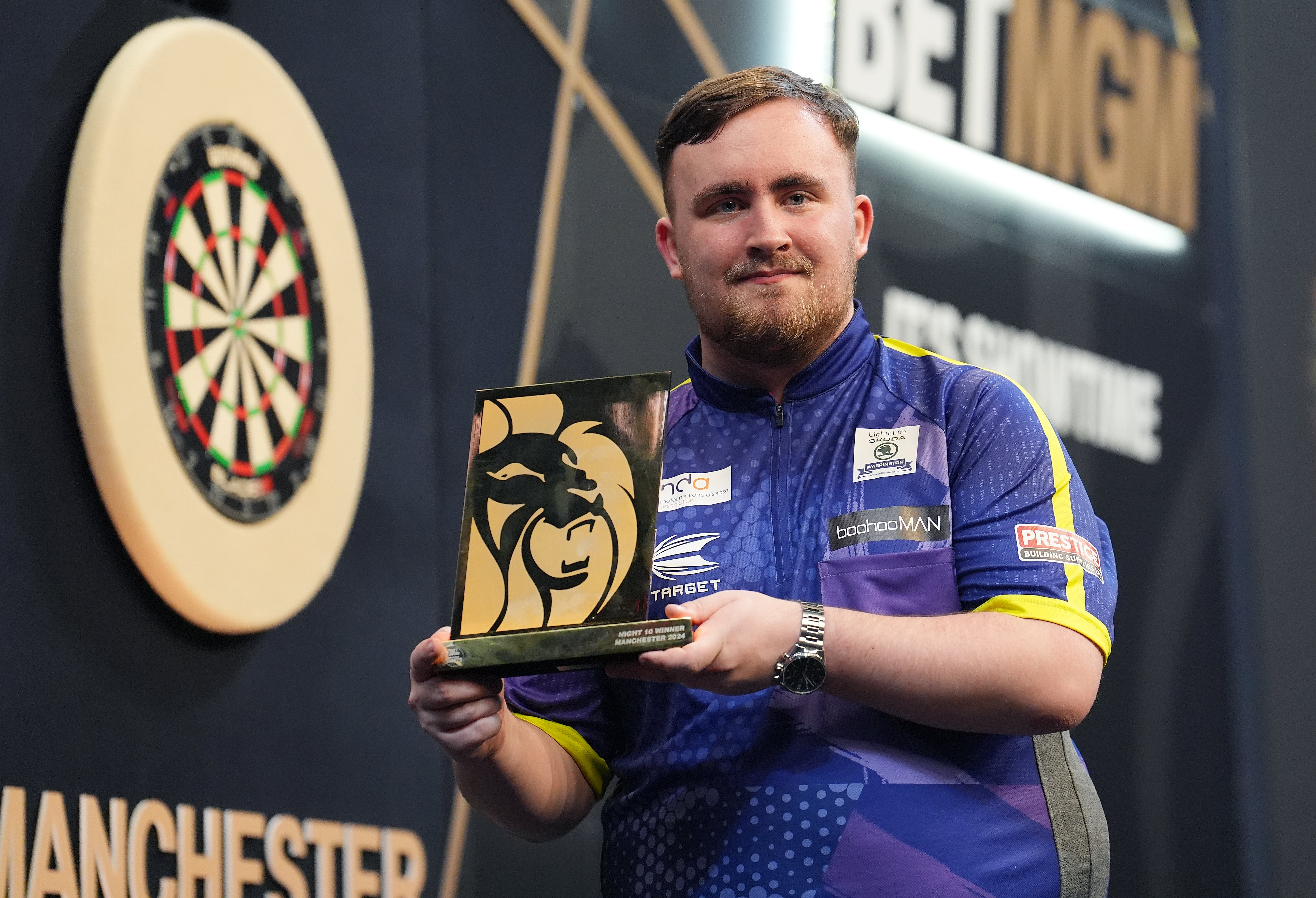 Luke Littler bounced back from seeing his beloved Manchester United lose to Chelsea by winning night 10 of the Premier League Darts