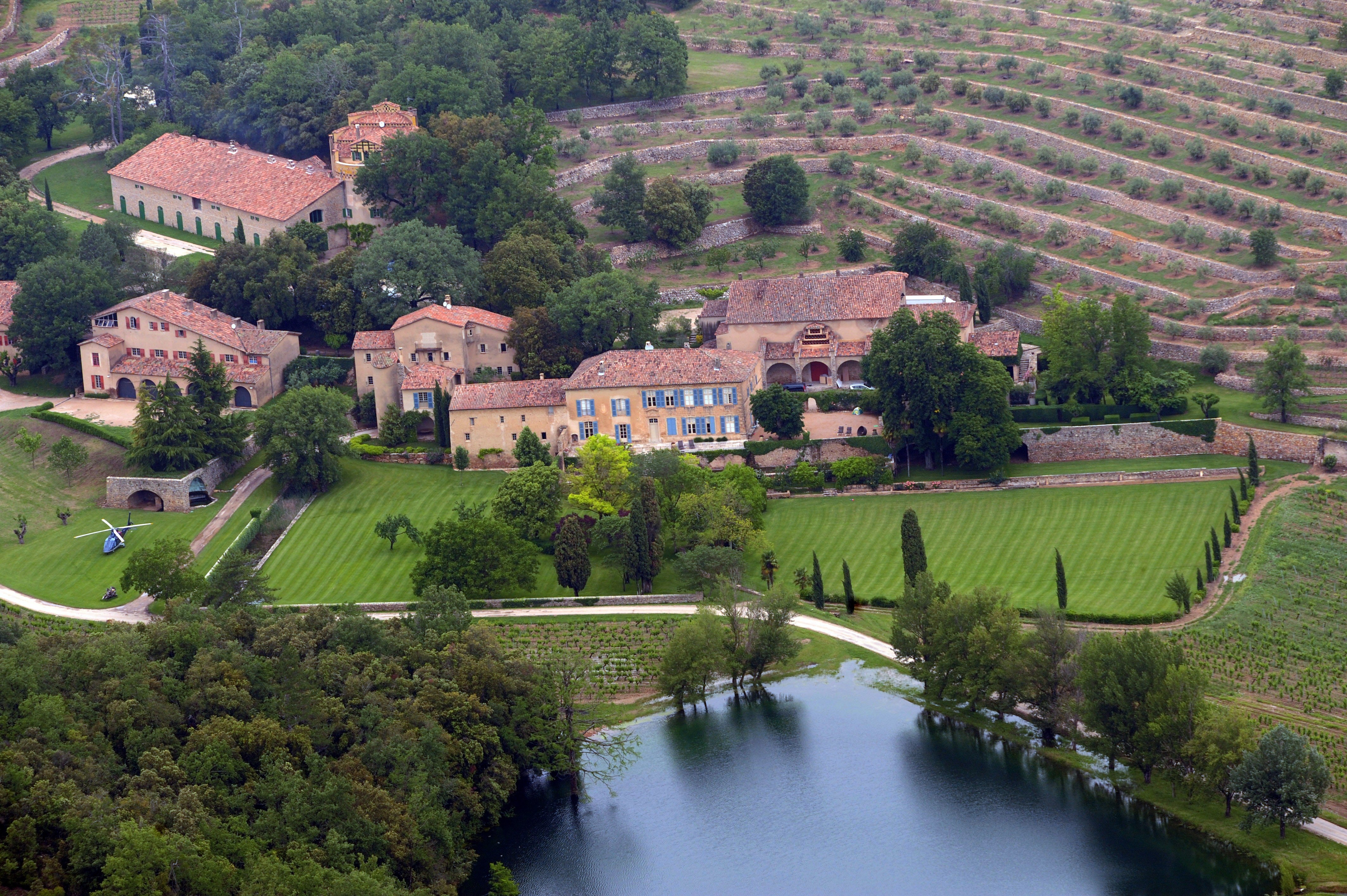 An aerial view of the Château Miraval estate
