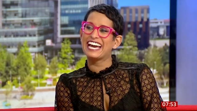 <p>Naga Munchetty halts Death in Paradise star Ralf Little’s BBC Breakfast interview: ‘You saying I’m old’.</p>