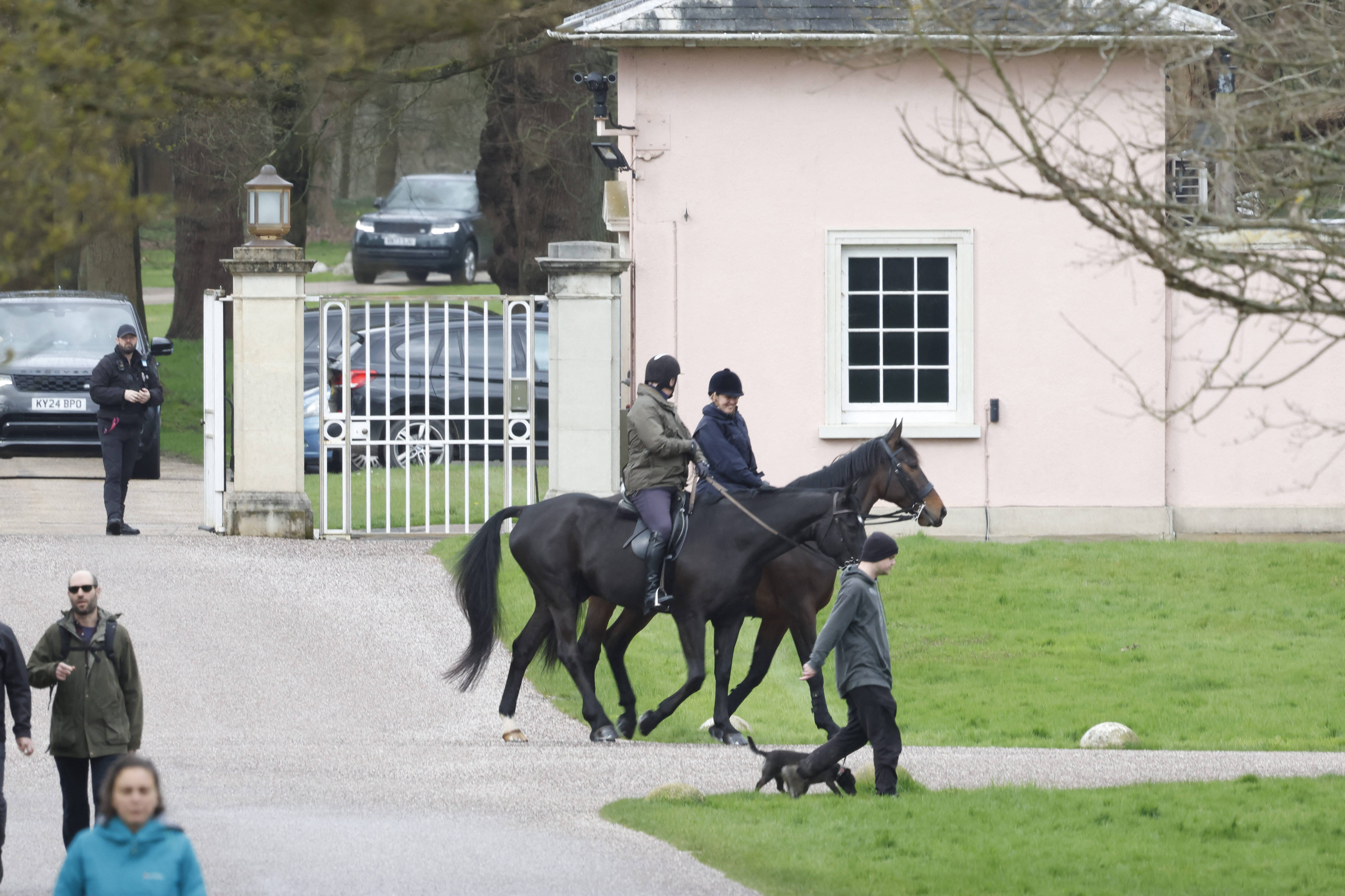 The Duke of York was seen riding around Windsor this morning as a dramatisation of his car-crash Newsnight interview was released on Netflix