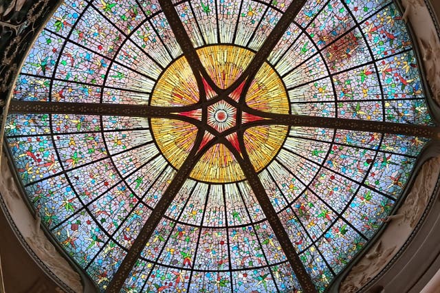 <p>The ornate skylight at Palacio Longoria, the Art Nouveau headquarters of Madrid's Society of Authors and Editors </p>