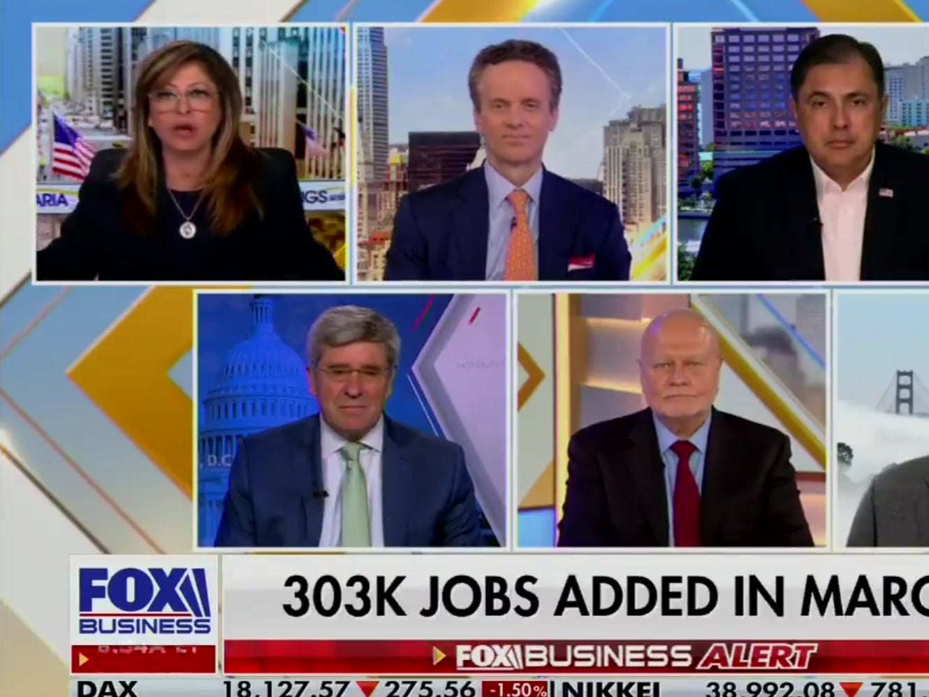 <p>Maria Bartiromo and guests attempt to find the downside of Biden’s latest booming job numbers</p>
