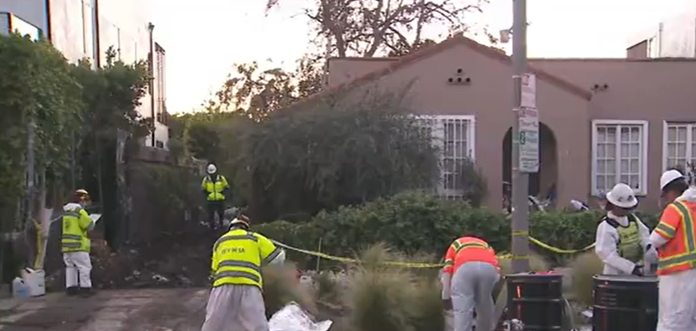 Los Angeles Mayor Karen Bass toured the ‘trash house’ on Wednesday