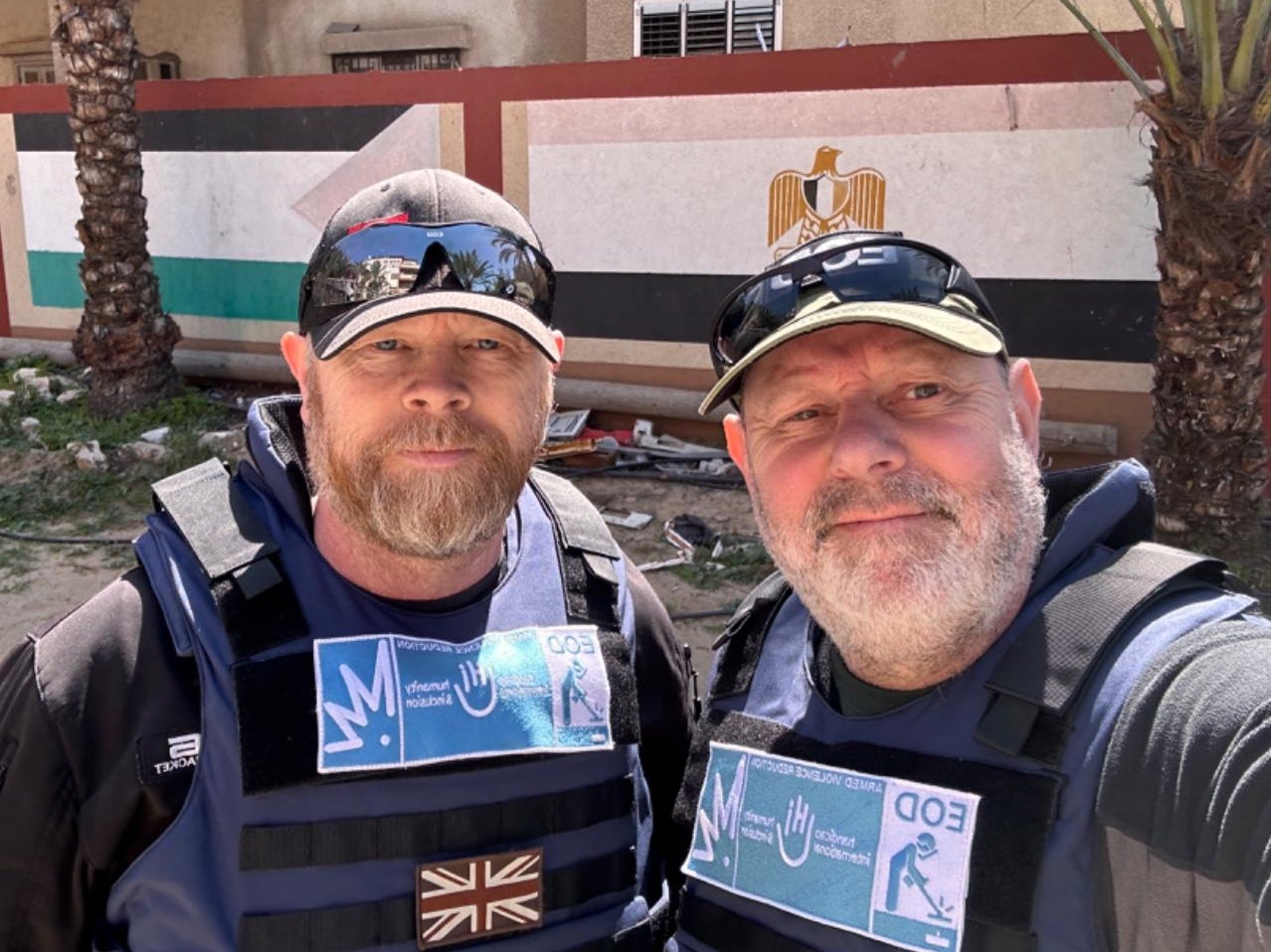 Gary Toombs (left) and Simon Elmont (right) working in Gaza
